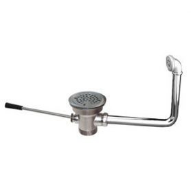 CHG Lever Drain, Universal, SS, 3.5IN Sink Opening, 2IN NPS Male, 1.5IN NPT Female Outlet, Flat Strainer, Overflow Assy