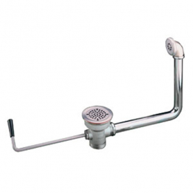 CHG Wste Outlet, 3.5x1.5IN Overflow Outlet, Overflow Assy, SS, Twist Hdl, Cast Bronze Body, Flat Strainer