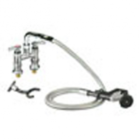 CHG Utility Spray, Elevated Bridge Dk Mnt, 4IN Ctrs, Adj Ctrs, CP, Crmc Vlvs, Angled Spray Vlv, Wall Hook, Lever Hdls, Low Ld