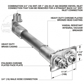 MHY-10-20 MIFAB<br> 20 inch Non Freeze Wall Hydrant