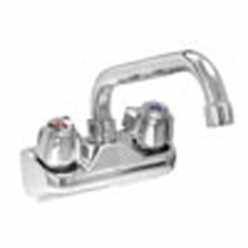 CHG Wl Mnt Fct, 4IN OC, Low Ld  CP Plated Brass, 8IN Hrzntl Swng Tblr Spout, Knob Hdls