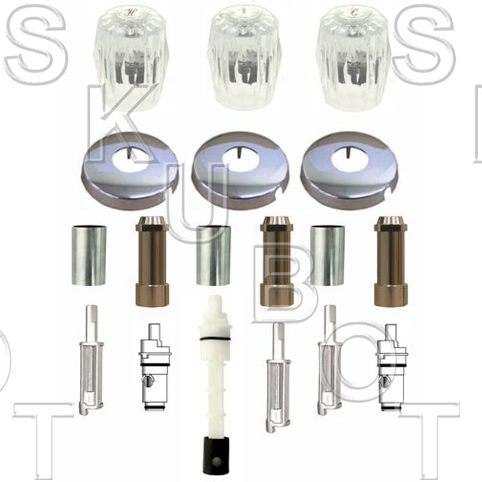 Factory Direct Plumbing Supply Replacement Valley*/ Eljer* Washerless Old Style 3 Valve Tub