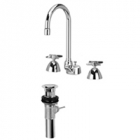 Zurn Z831B2-XL-P Widespread  5-3/8in Gooseneck, Four-Arm Hles  Pop-Up Drain Lead-free