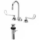 Zurn Z831B6-XL-P Widespread  5-3/8in Gooseneck, 6in Wrist Blade Hles  Pop-Up Drain Lead-free.