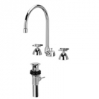 Zurn Z831C2-XL-P Widespread  8in Gooseneck, Four-Arm Hles  Pop-Up Drain Lead-free