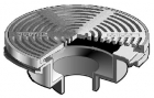 Mifab Series F1340-Y-Q Floor Drain W 12&rdquo; Round Non Adj Tractor Grate &amp; Shallow Body
