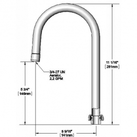 T&amp;S BRASS 5SP-05A EQUIP 5-1/2IN SWIVEL GOOSENECK