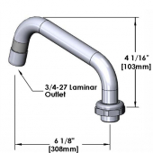 T&amp;S BRASS 5SP-06 EQUIP NOZZLEWING 6&quot;LENGTH 3/4-27LAMINAR OUTLET