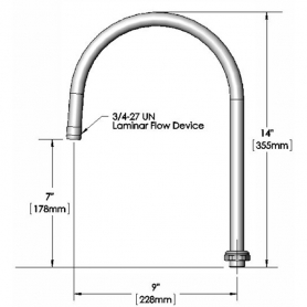 T&amp;S BRASS 5SP-09 EQUIP SWIVEL GOOSENECK 9IN SPREAD 7IN CLEARANCE