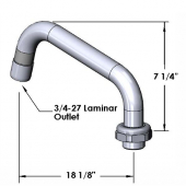 T&amp;S BRASS 5SP-18 EQUIP NOZZLEWING 18IN LENGTH 3/4-27 LAMINAR