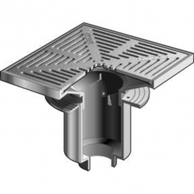 MIFAB F1474P-5-1 FLOOR DRAIN /16&rdquo; SQ ADJ TRAC GRATE / EXTRASUMP