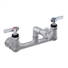 CHG Service Sink Fct, Wl Mnt, 8IN Ctrs, Rough Chrome, Cmprsn Vlvs, 2.5IN Cast Threaded Spout, Lever Hdls