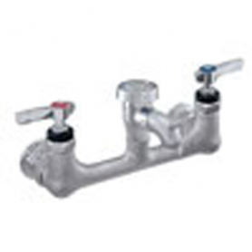 CHG Service Sink Fct, Wl Mnt, 8IN Ctrs, Rough Chrome, Cmprsn Vlvs, Vac Brkr, 2.5IN Cast Threaded Spout, Lever Hdls