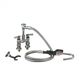 CHG Pot Filler, Wl Mnt, 8IN Ctrs, Adj Ctrs, CP, Crmc Vlvs, Vac Brkr, Hooked Spray Vlv, Wall Hook, Lever Hdls, Low Ld