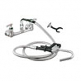 CHG Pot Filler, Wl Mnt, 8IN Ctrs, Adj Ctrs, CP, Crmc Vlvs, Hooked Spray Vlv, Wall Hook, Lever Hdls, Low Ld