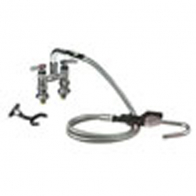 CHG Pot Filler, Elevated Bridge Dk Mnt, 4IN Ctrs, Adj Ctrs, CP, Crmc Vlvs, Vac Brkr, Hooked Spray Vlv, Wall Hook, Lever Hdls, Low Ld