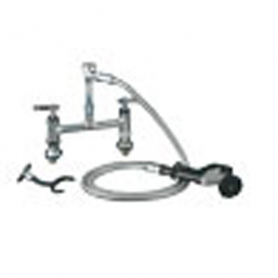 CHG Utility Spray, Elevated Bridge Dk Mnt, 8IN Ctrs, Adj Ctrs, CP, Cmprsn Vlvs, Vac Brkr, Angled Spray Vlv, Wall Hook, Lever Hdls, Low Ld