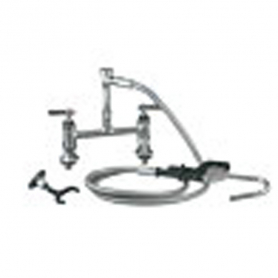 CHG Pot Filler, Elevated Bridge Dk Mnt, 8IN Ctrs, Adj Ctrs, CP, Cmprsn Vlvs, Vac Brkr, Hooked Spray Vlv, Wall Hook, Lever Hdls, Low Ld