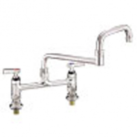 CHG Elevated Bridge Dk Mnt Fct, 8IN Ctrs, CP, Crmc Vlvs, 18IN Dbl Jointed, Hrzntl Swng Tblr Spout, 2.2 gpm Aerator, Lever Hdls, Low Ld