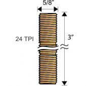 Brass Nipple 5/8&quot; -24T x 3&quot;