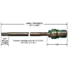 Zurn P1321XL-12-RC<br>Ceramic Cartridge Ass&apos;y for 12&quot; Z1321