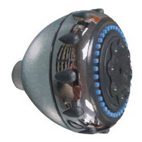 S152, Plastic Shower Head, cp Brass Ball joint 5 posit. Spray ,