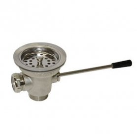 CHG Wste Outlet, 3.5x1.5IN Overflow Outlet, SS Lever Hdl, Cast Bronze Body, Crumb Cup Strainer