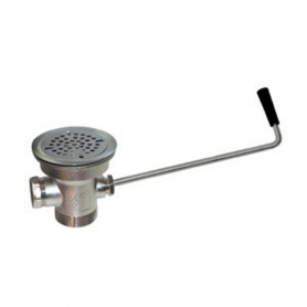 CHG Wste Outlet, 3x2IN Overflow Outlet, SS, Twist Hdl, Cast Bronze Body, Flat Strainer