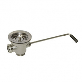 CHG Wste Outlet, 3.5x1.5IN Overflow Outlet, SS, Twist Hdl, Cast Bronze Body, Crumb Cup Strainer