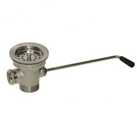 CHG Wste Outlet, 3.5x2IN Overflow Outlet, SS, Twist Hdl, Cast Bronze Body, Crumb Cup Strainer