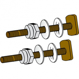 CLOSET BOLTS - BRASS - 1/4&quot; X 2 -1/4&quot; - BAGGED PAIRS - (Case of 50)